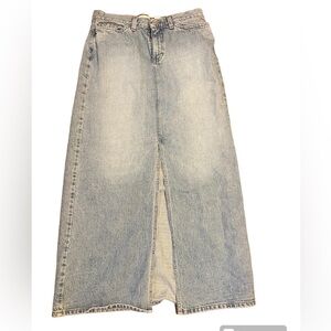 Vintage Denim Maxi long front slit skirt women’s 6